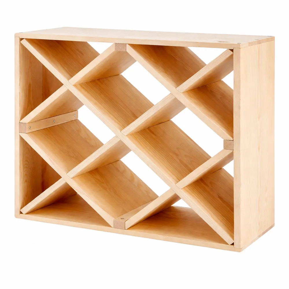 Casier à vin en bois losange, 52 x 25 x 52 cm