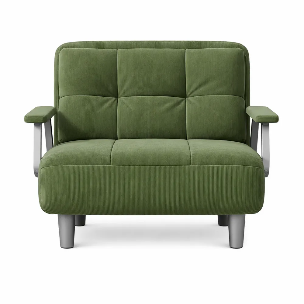 Fauteuil en Velours Convertible avec Coussin et Accoudoirs