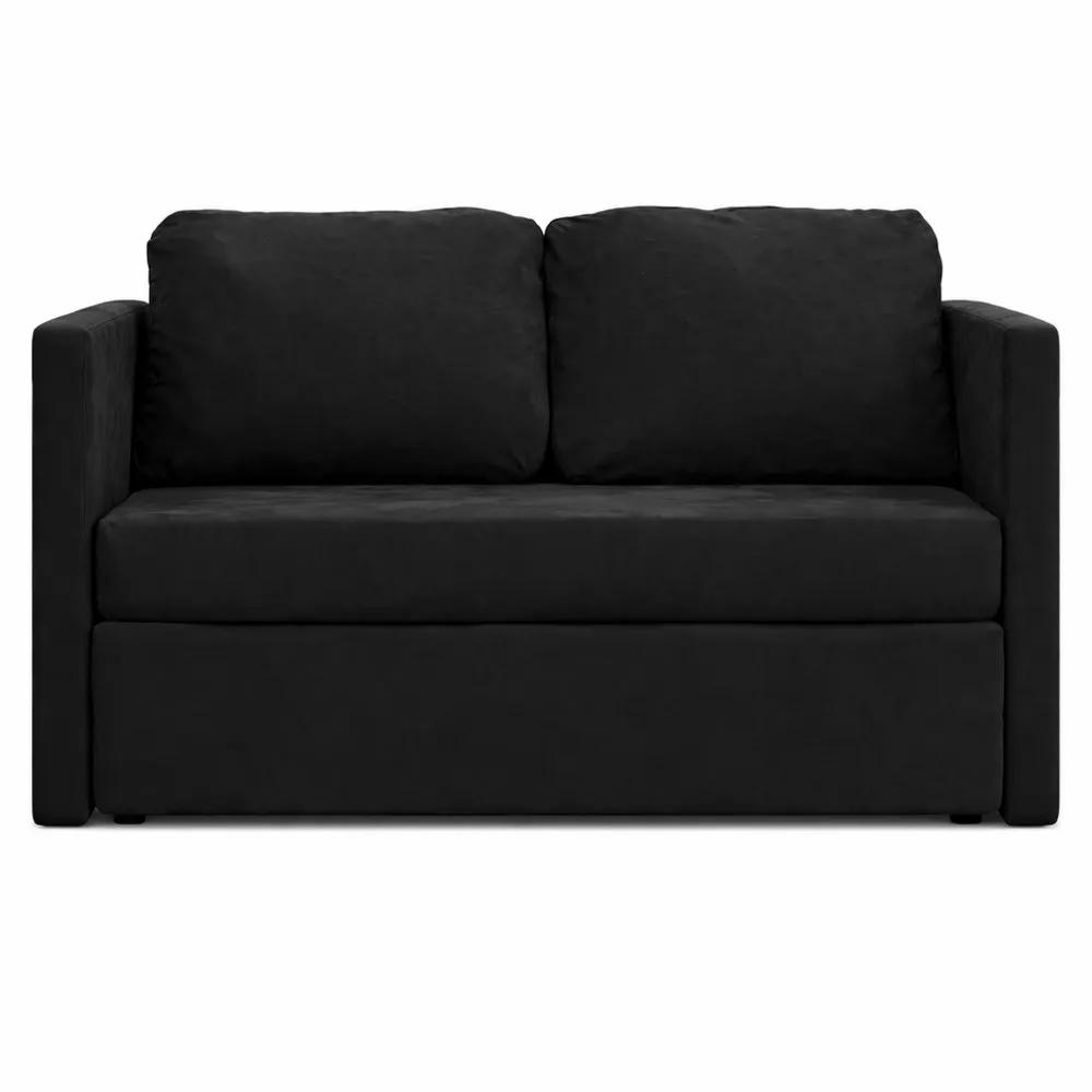Sofa convertible en lit avec coussins, lit pliable pour invités, velours noir moderne