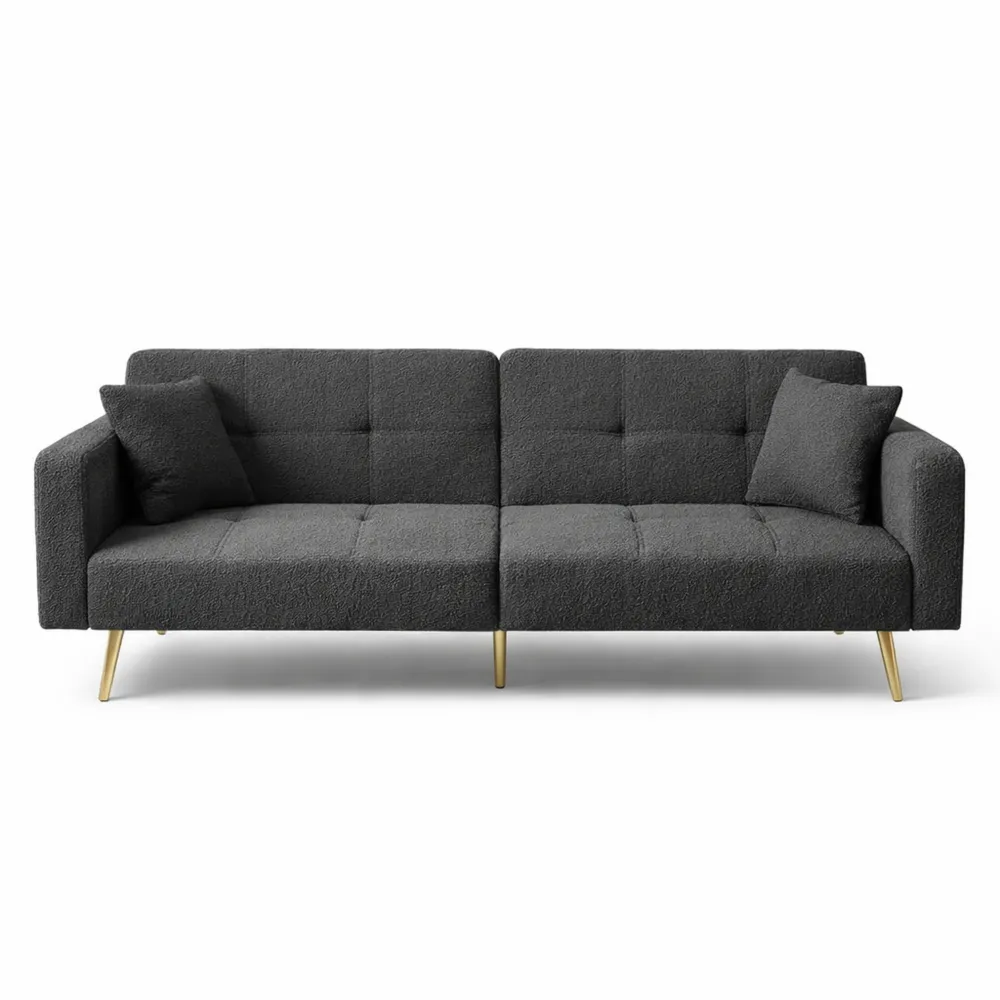 Canapé convertible 2 places avec dossier ajustable et coussins