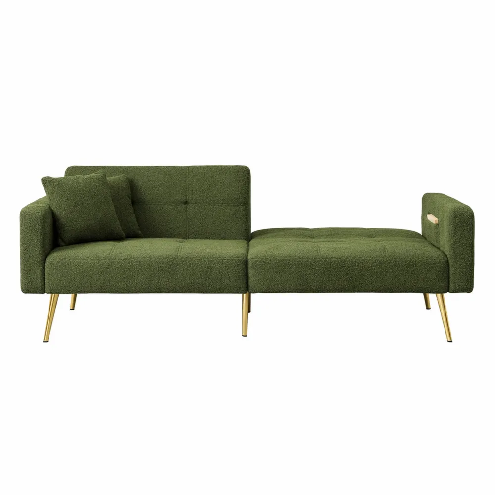 Canapé-lit Réglable avec Coussins et Fonction Convertible pour Salon