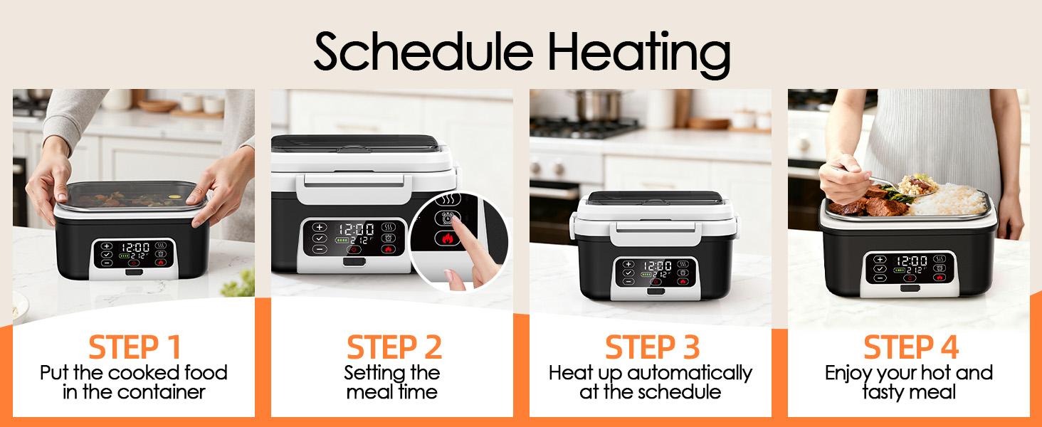 Cordless Electric Heated Lunch Box, 1.5L - 6.3Cups 20000mAh Rechargeable Battery Powered with Automatic Heating, Smart Timer, BPA Free,Including Spoon, Insulated Carry Bag, Removable Tray Divider Cordless Electric Heated Lunch Box, 1.5L - 6.3Cups 20000mAh Rechargeable Battery Powered with Automatic Heating, Smart Timer, BPA Free,Including Spoon, Insulated Carry Bag, Removable Tray Divider