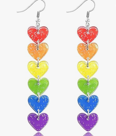 LGBTQ Acrylic Colorful Heart Dangle Earring