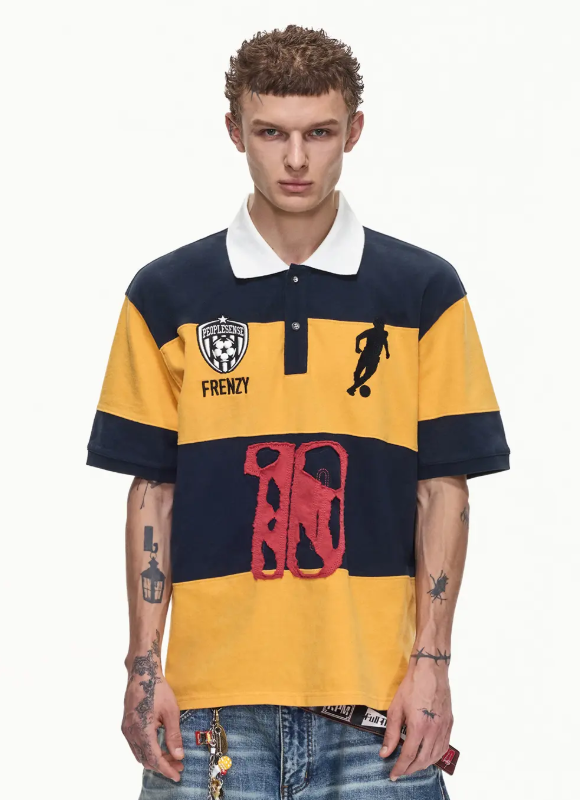 Bechicostore Raw Edge Stripe Polo