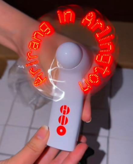 BTS Exclusive Custom - White LED Flashing Letter Mini Portable Fan - Brand New
