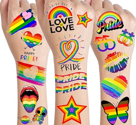 48 PCS Gay Pride Tattoos, Rainbow Temporary Tattoos