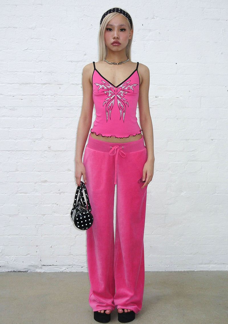 Bechicostore™ IDOL RHINESTONE FITTED CAMI TOP (PINK/BLACK)