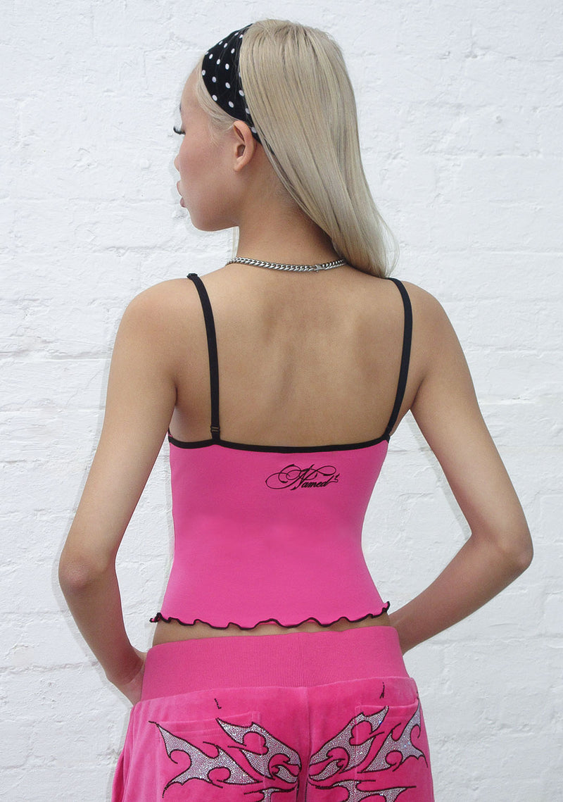 Bechicostore™ IDOL RHINESTONE FITTED CAMI TOP (PINK/BLACK)
