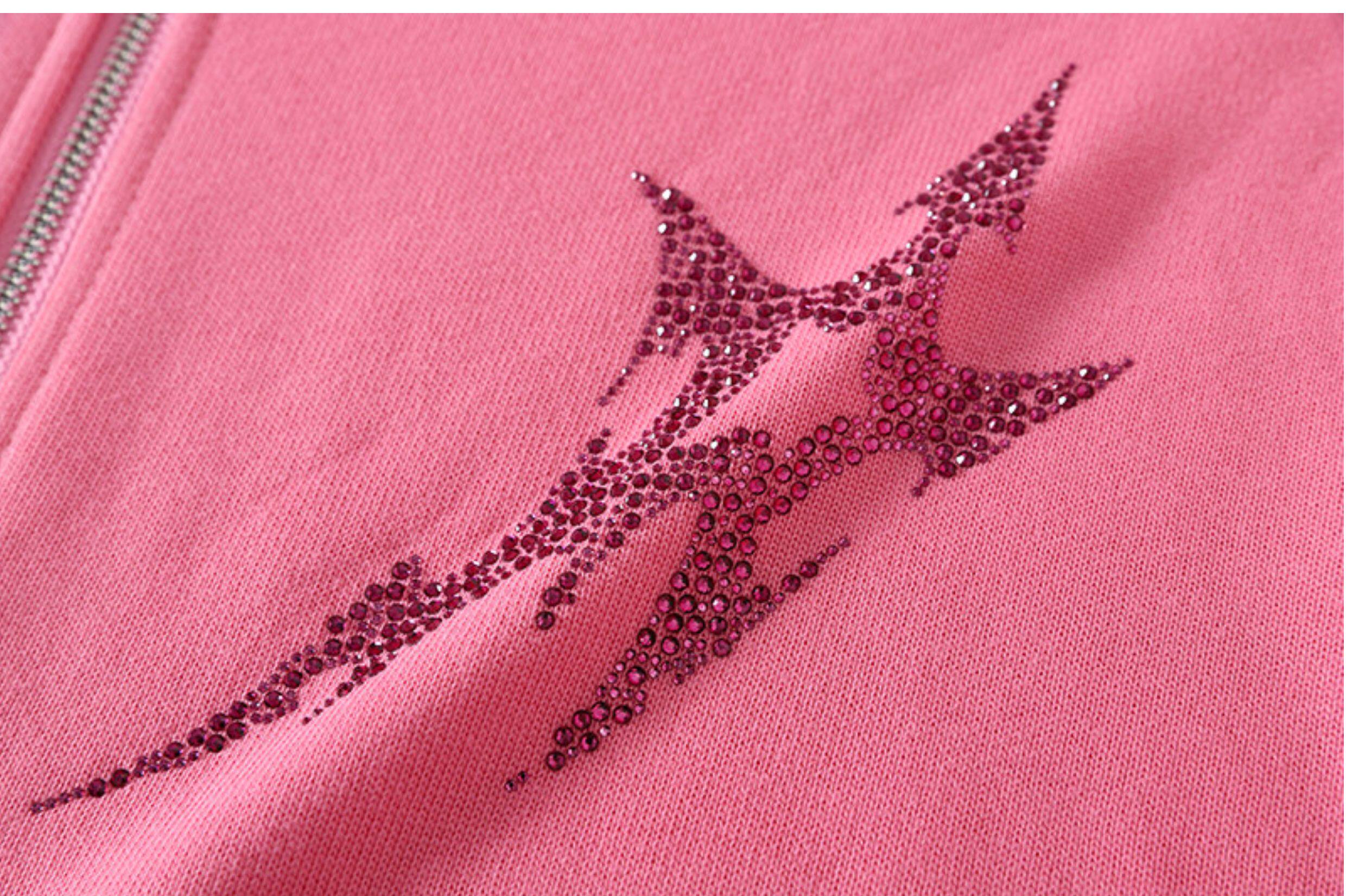 Pink Oversized Lightning Graphic Zip-Up Hoodie | Aespa