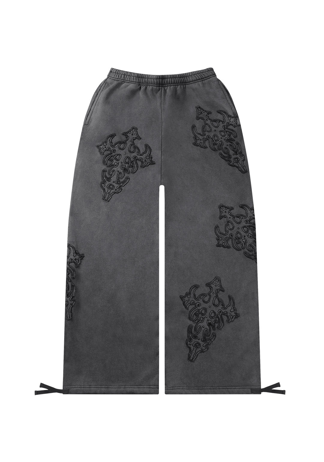 Bechicostore™ SINNER STUDDED OVERSIZED SWEATPANTS GREY VINTAGE WASH