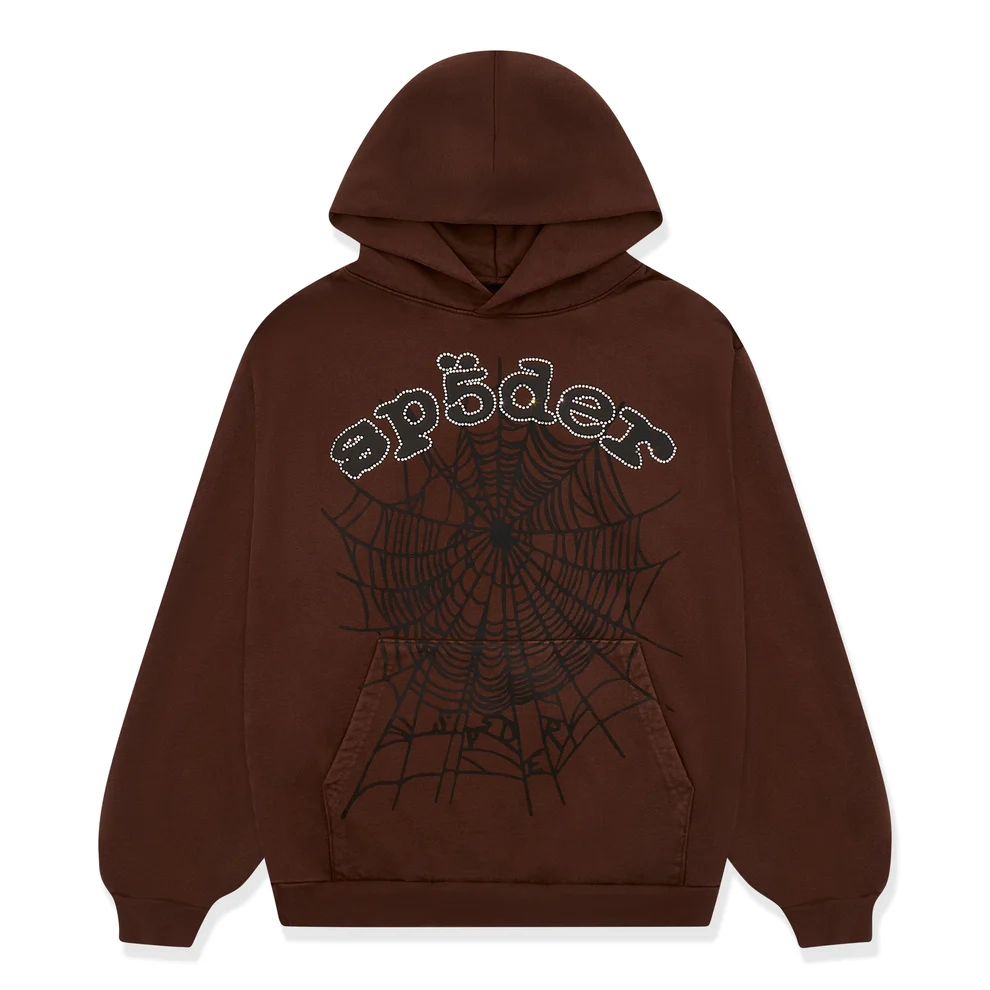 Unisex Rhinestone Hoodie BROWN