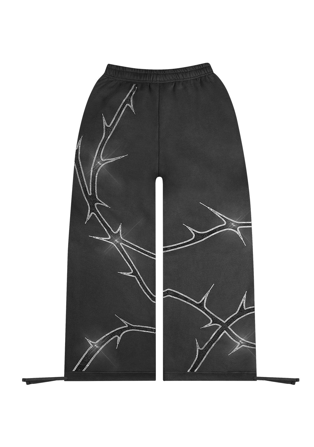 THORN RHINESTONE SWEATPANTS CHARCOAL