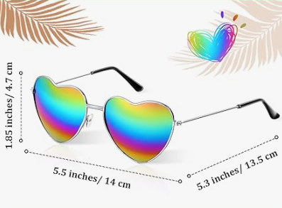 Xuhal 12 Pcs Gay Pride Sunglasses Bulk Lgbtq Pride Rainbow Heart Shaped Glasses