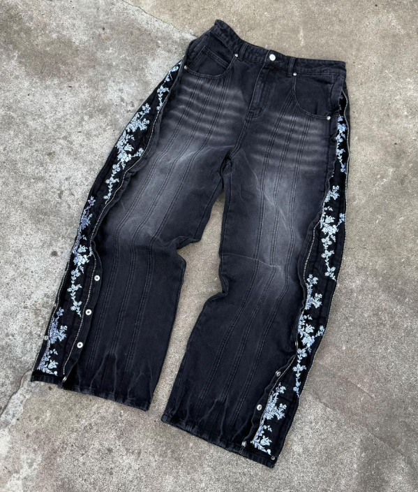 Floral Zipper Denims
