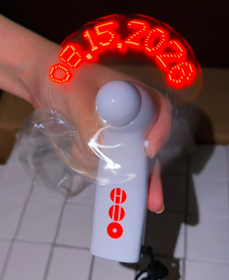 BTS Exclusive Custom - White LED Flashing Letter Mini Portable Fan - Brand New