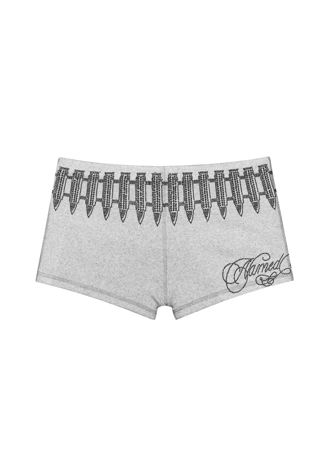 ENEMY STUDDED MICRO HOTPANT SHORTS GREY MARL