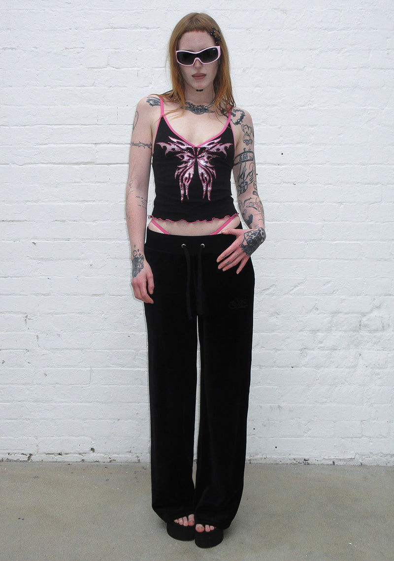 Bechicostore™ IDOL RHINESTONE FITTED CAMI TOP (PINK/BLACK)