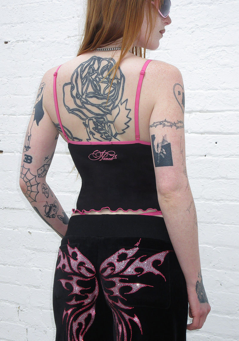 Bechicostore™ IDOL RHINESTONE FITTED CAMI TOP (PINK/BLACK)