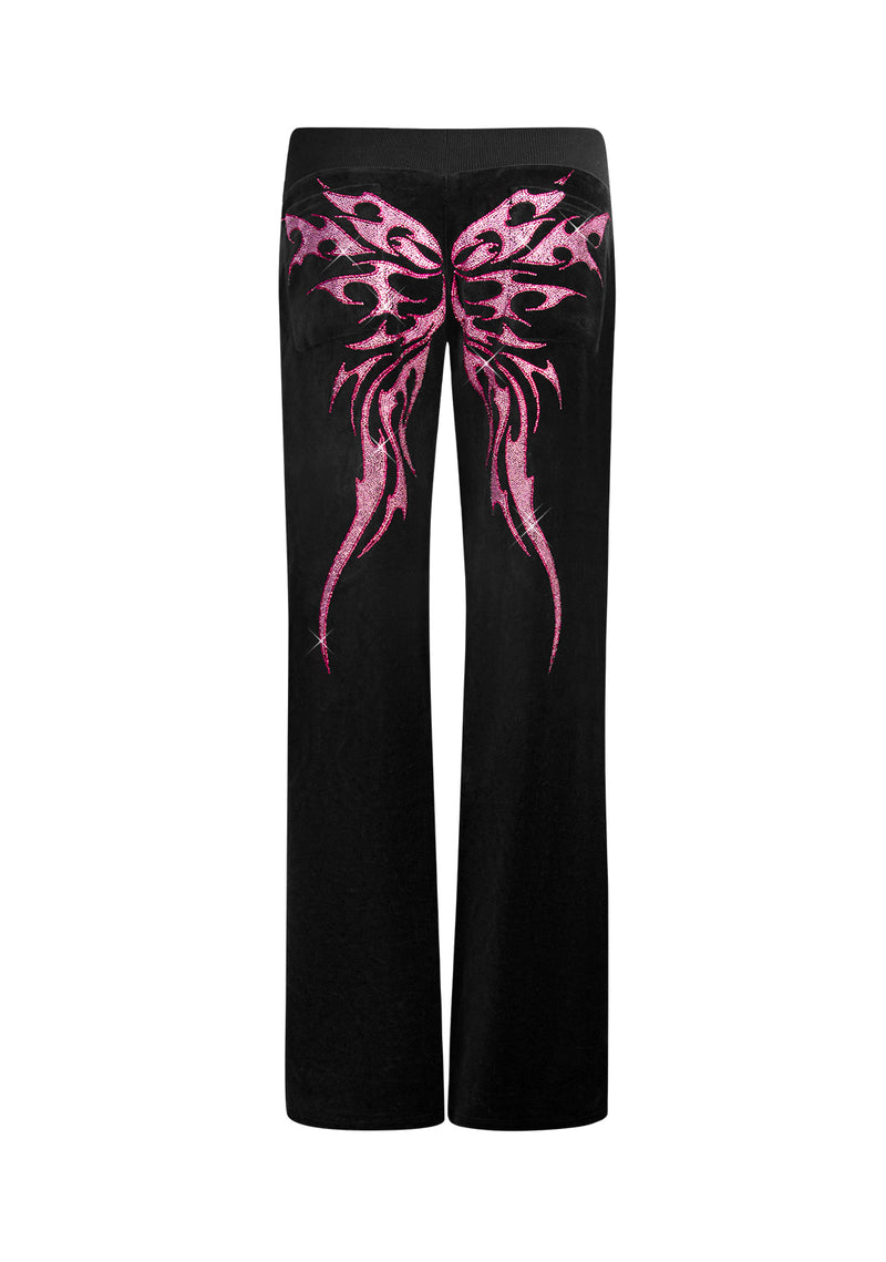 Bechicostore™ IDOL RHINESTONE VELOUR SWEATPANTS (PINK/BLACK)