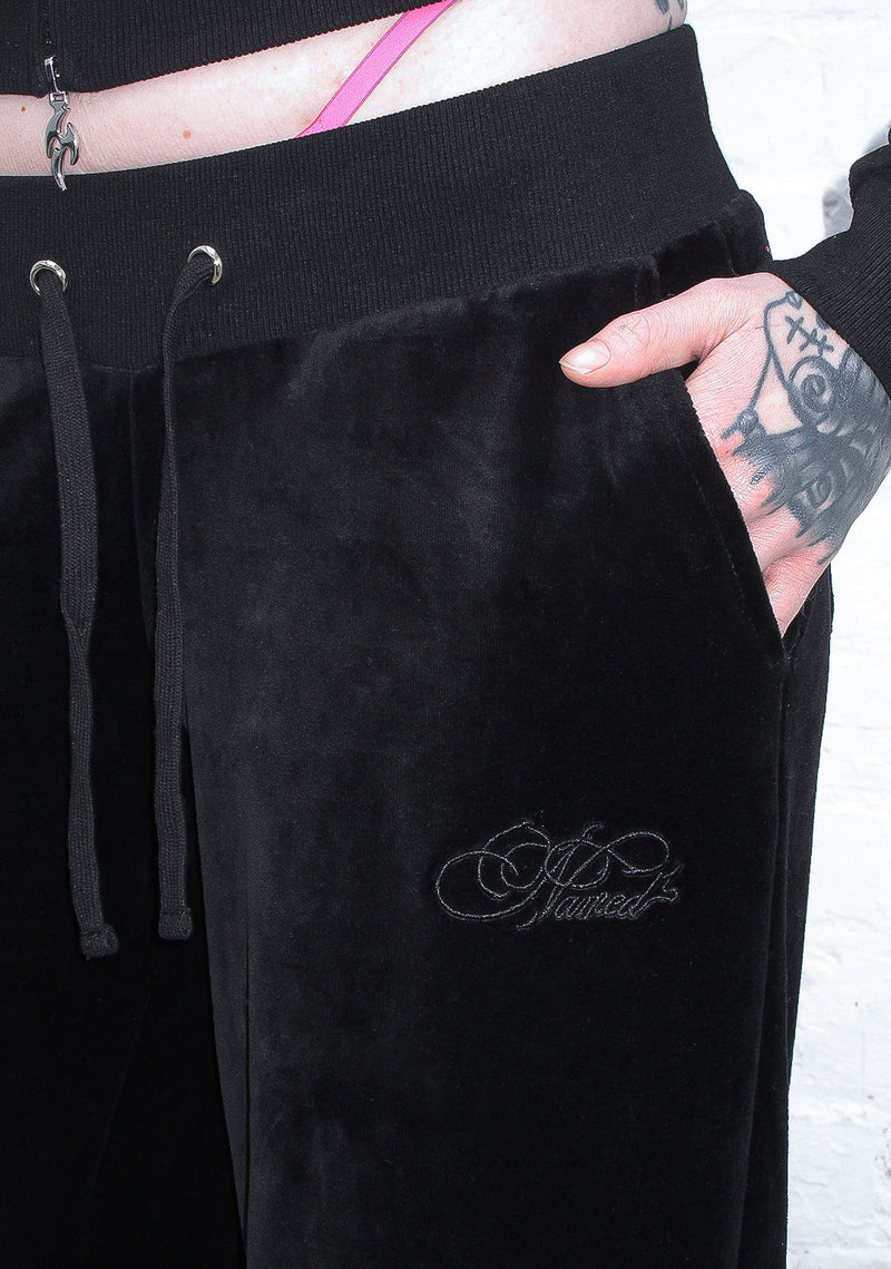 Bechicostore™ IDOL RHINESTONE VELOUR SWEATPANTS (PINK/BLACK)
