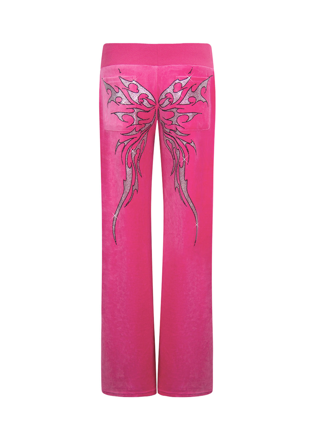 Bechicostore™ IDOL RHINESTONE VELOUR SWEATPANTS (PINK/BLACK)