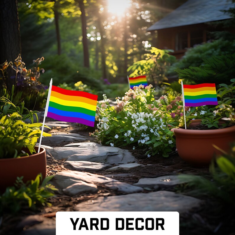 LGBT Rainbow Pride Stick Flags: Handheld Polyester Flags 