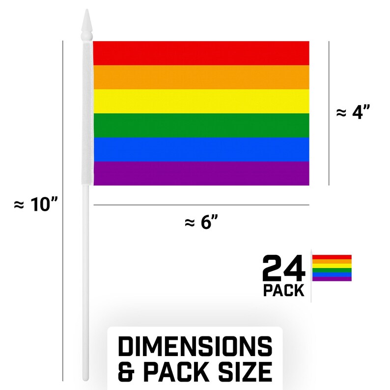 LGBT Rainbow Pride Stick Flags: Handheld Polyester Flags 
