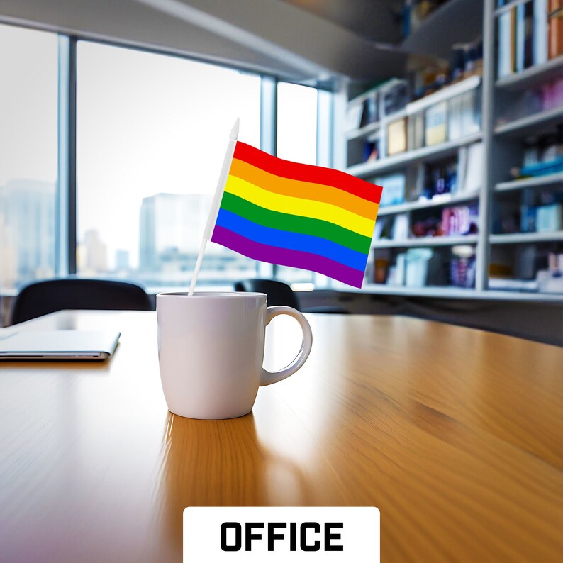 LGBT Rainbow Pride Stick Flags: Handheld Polyester Flags 