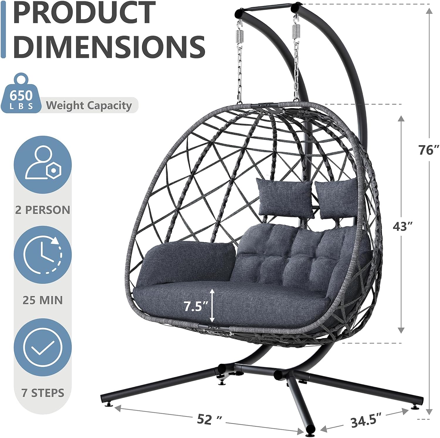 2 Person Outdoor Indoor Hammock Hanging Chair