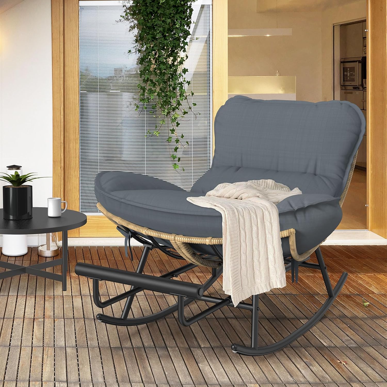 Oversized Metal Frame Rocking Chair
