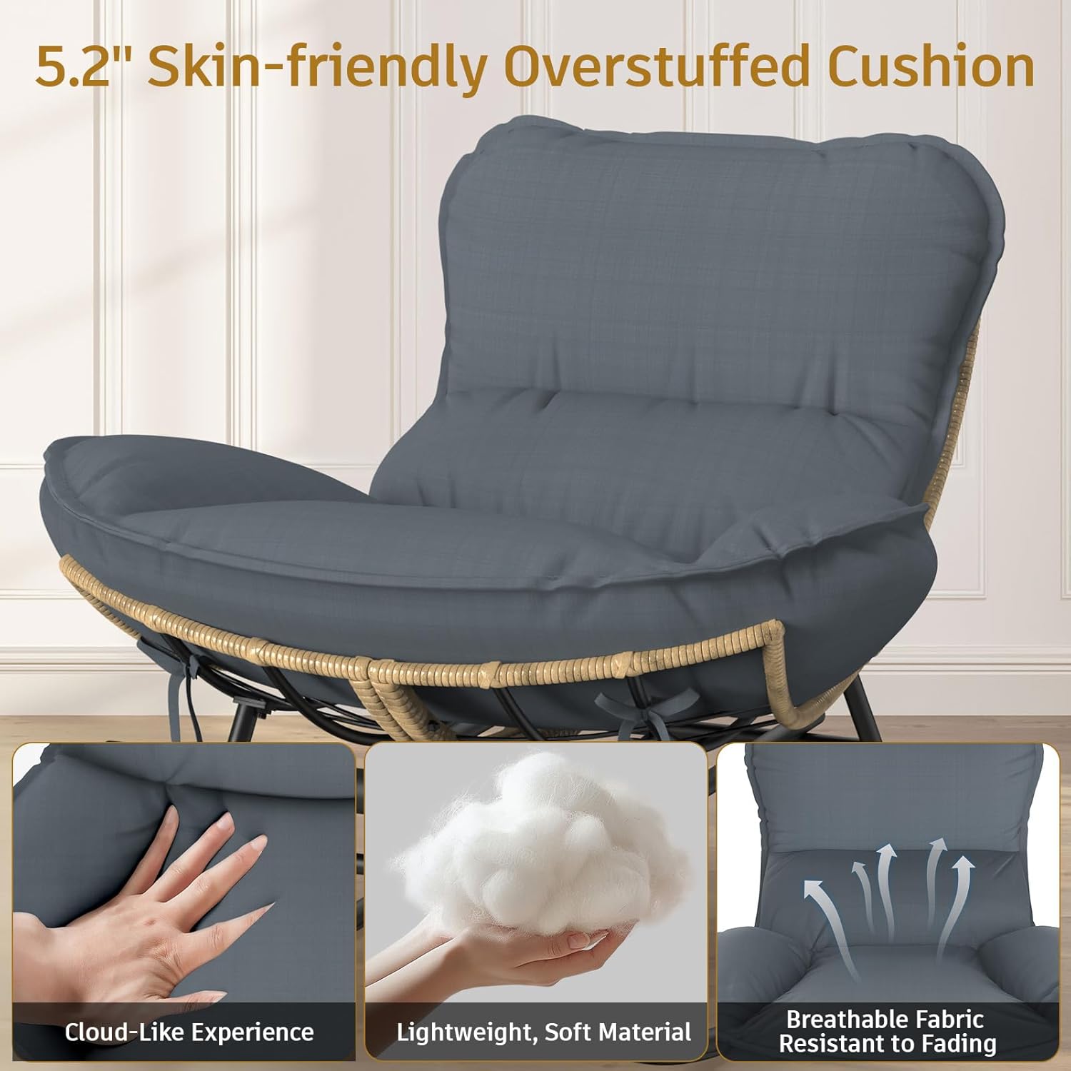 Oversized Metal Frame Rocking Chair