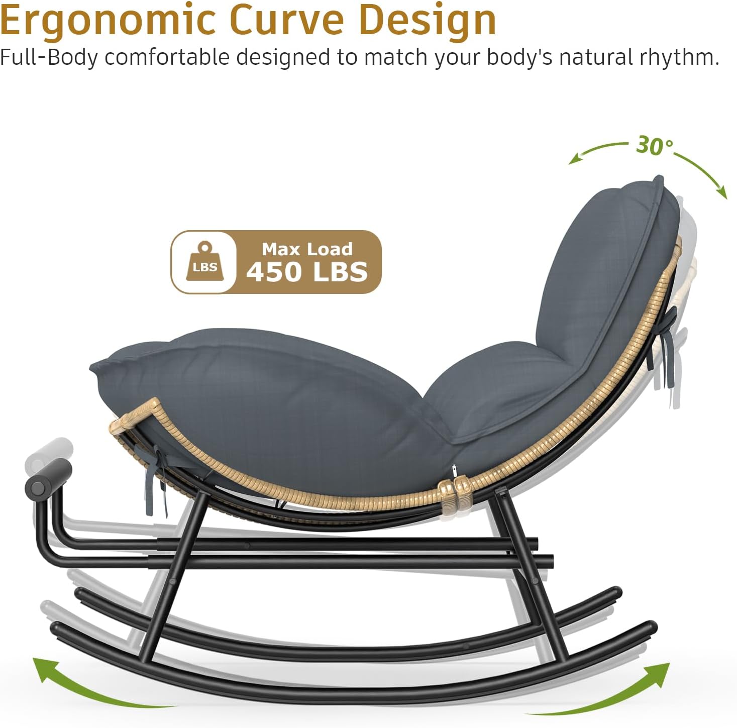 Oversized Metal Frame Rocking Chair