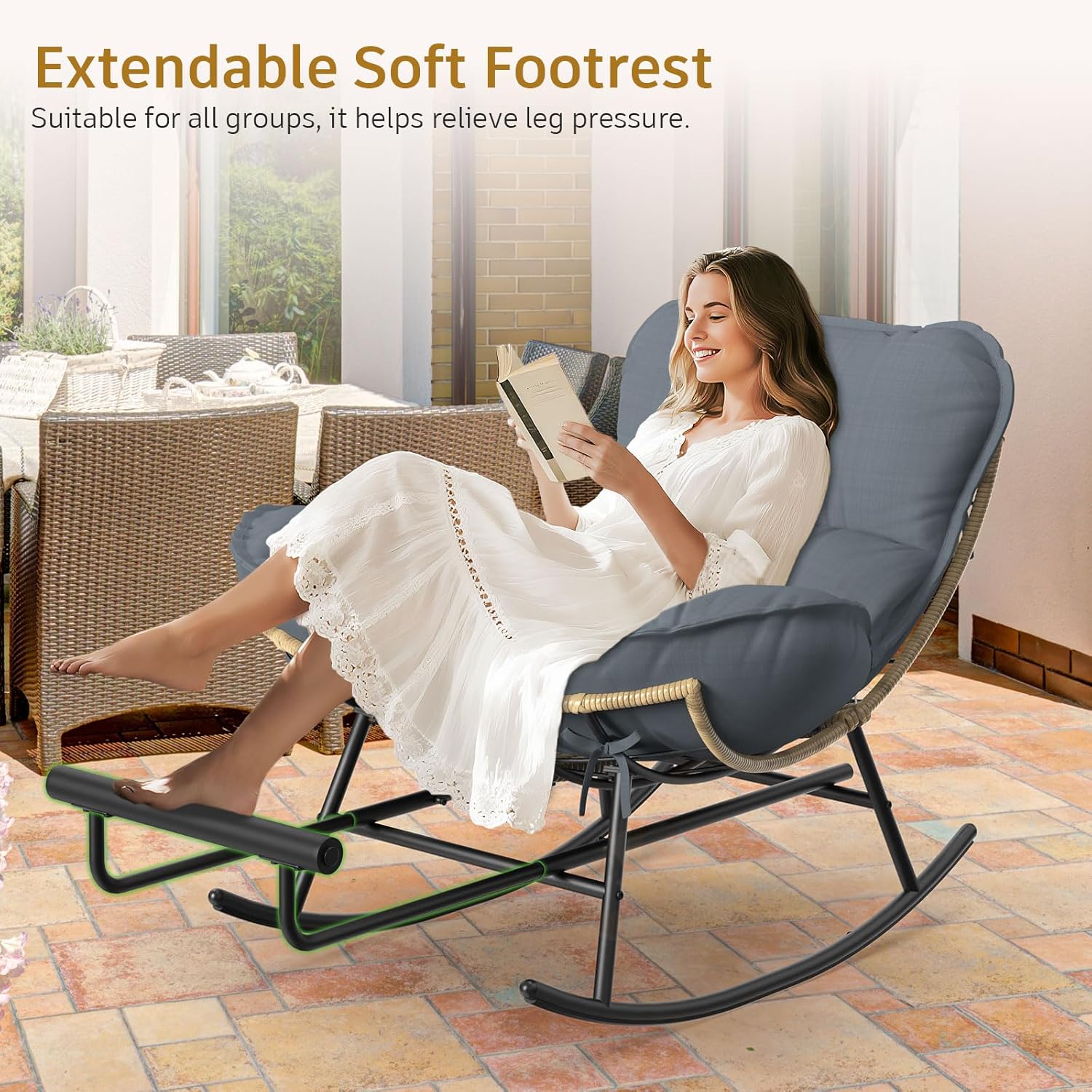 Oversized Metal Frame Rocking Chair