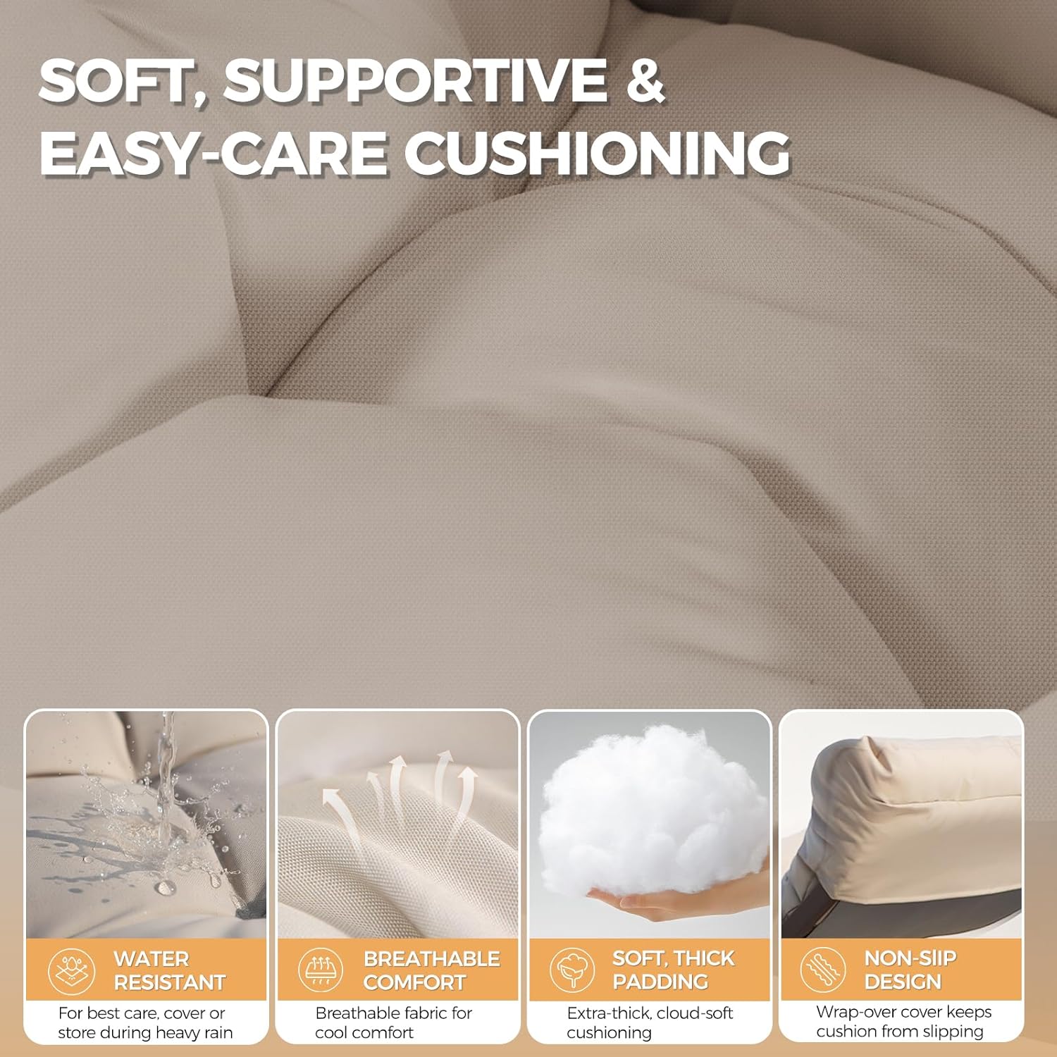 Beige Oversized Indoor Outdoor Lounge Royal Rocking Chair