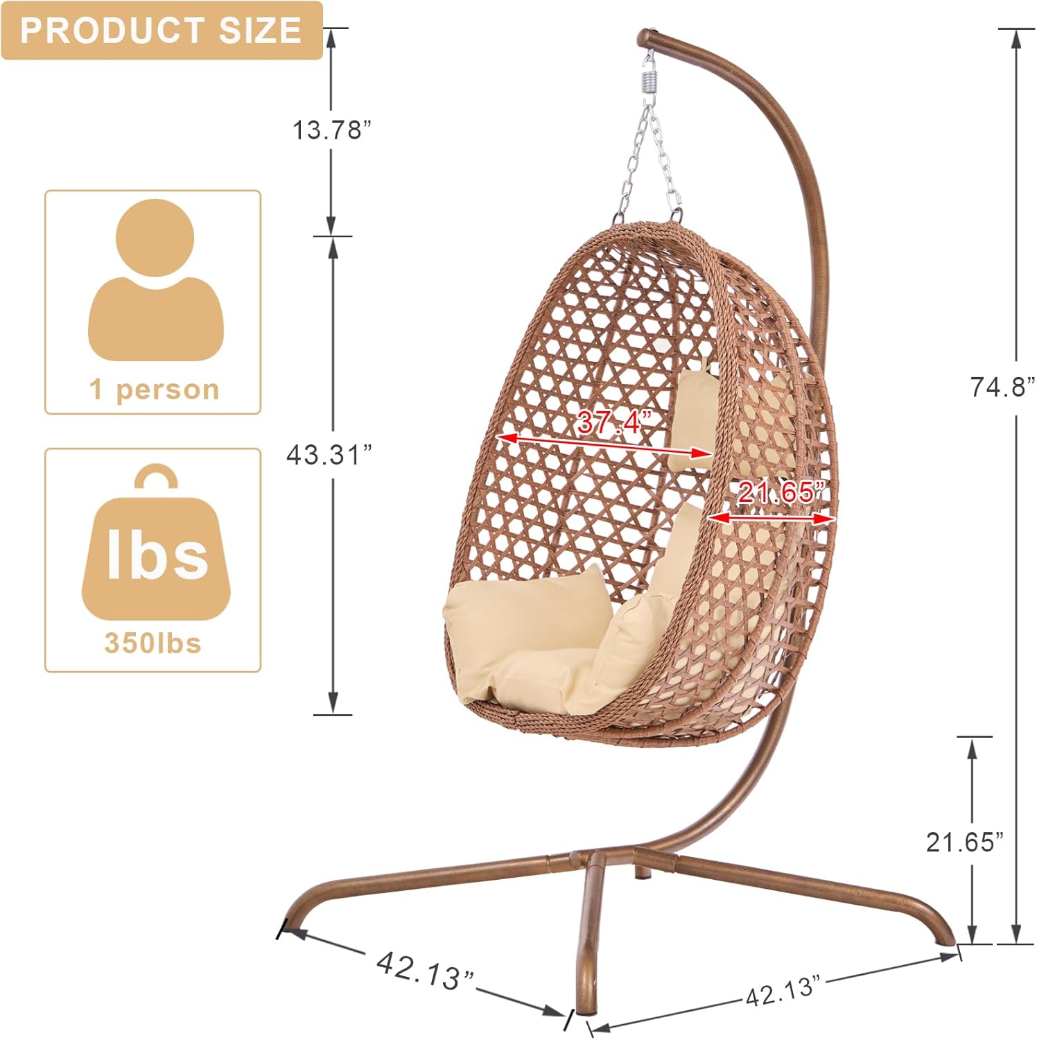 Indoor Hanging Chair with Stand for Bedroom
