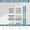 Sliding Closet Door 48"(Double 24.5")x80", 3-Lite Frosted Glass Bypass Door with Hardware Kit & Matching Fascia, Pre-Drilled Solid Wood Slab with Water-Proof PVC Surface, Easy to Install, White