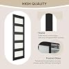 48" x 80" Sliding Closet Door, 5-Lite Frosted Glass Bypass Door with Hardware Kit & Matching Fascia, Pre-Drilled Solid Wood Slab with Water-Proof PVC Surface, Easy to Install, Black