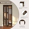Bifold Closet Door, 30Inch Bi fold Interior Doors with Hardware Kit Include, 3-lite Tempered Frosted Glass Doors, Solid Wood Closet Door with MDF & Water-Proof PVC Surface, Brown