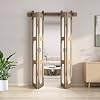 Bifold Glass Barn Door, Bi Fold Glass Sliding Barn Door Kit with Hardware Include, 3-Panel Glass Barn Door Slab, Barn Door Hardware for Bedroom, Living Room, Bathroom, Brown (48"x84")
