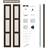 Bifold Closet Door, 30Inch Bi fold Interior Doors with Hardware Kit Include, 3-lite Tempered Frosted Glass Doors, Solid Wood Closet Door with MDF & Water-Proof PVC Surface, Brown