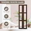 Bifold Closet Door, 30Inch Bi fold Interior Doors with Hardware Kit Include, 3-lite Tempered Frosted Glass Doors, Solid Wood Closet Door with MDF & Water-Proof PVC Surface, Brown