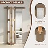 Bifold Glass Barn Door, 36Inch Bi Fold Sliding Barn Door Kit with Hardware Include, 3-Panel Glass Barn Door Slab, Solid Wood Barn Door with MDF & Water-Proof PVC Surface, Brown