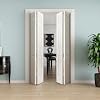 Bifold Doors, 6 Panel Primed Bifold Closet Doors for 48"x80" Door Opening, Modern White Hollow Core Bi-Fold Door Slab with Hardware Kit & Knob, Widely Used, Primed