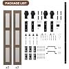 Bifold Glass Barn Door, Bi Fold Glass Sliding Barn Door Kit with Hardware Include, 3-Panel Glass Barn Door Slab, Barn Door Hardware for Bedroom, Living Room, Bathroom, Brown (48"x84")