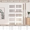 Sliding Closet Door 48"(Double 25") x 80", 5-Lite Frosted Glass Bypass Door with Hardware Kit & Matching Fascia, Pre-Drilled Solid Wood Slab with Water-Proof PVC Surface, Easy to Install, White