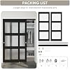  Sliding Closet Door 60"(Double 31") x 80", 3-Lite Frosted Glass Bypass Door with Hardware Kit & Matching Fascia, Pre-Drilled Solid Wood Slab with Water-Proof PVC Surface, Easy to Install, Black