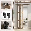 Bifold Glass Barn Door, 36Inch Bi Fold Sliding Barn Door Kit with Hardware Include, 3-Panel Glass Barn Door Slab, Solid Wood Barn Door with MDF & Water-Proof PVC Surface, Brown