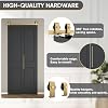 36 in. x 84 in. Bi-fold Barn Door, 2 Panel Bi-Fold Sliding Barn Door Hollow Core Interior Folding Doors with Brushed Gold Finish Hardware Kits Include, Vinyl Wrapped Textured Black