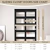 48" x 80" Sliding Closet Door, 5-Lite Frosted Glass Bypass Door with Hardware Kit & Matching Fascia, Pre-Drilled Solid Wood Slab with Water-Proof PVC Surface, Easy to Install, Black
