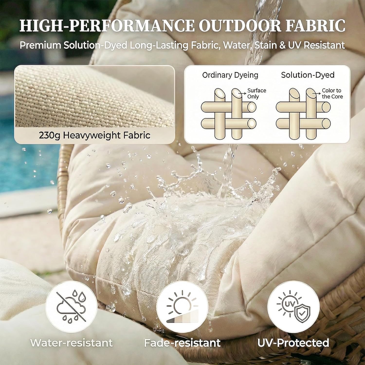 Wicker Egg Chair with Ottoman